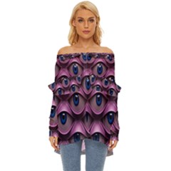 Artistic Eye Psychedelic Off Shoulder Chiffon Pocket Shirt by Modalart