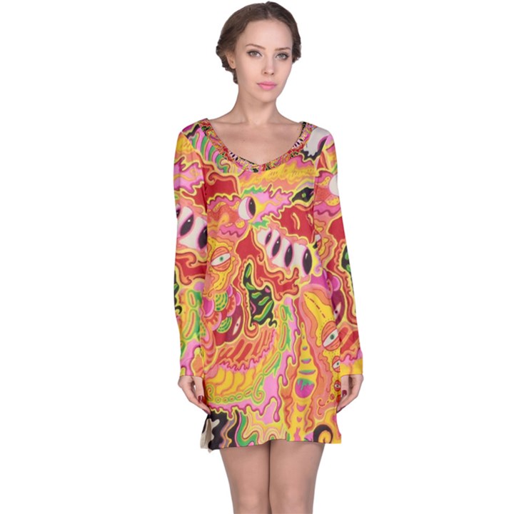 Fantasy Psychedelic Surrealism Trippy Long Sleeve Nightdress