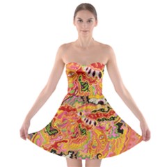 Fantasy Psychedelic Surrealism Trippy Strapless Bra Top Dress by Modalart