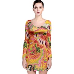 Fantasy Psychedelic Surrealism Trippy Long Sleeve Velvet Bodycon Dress