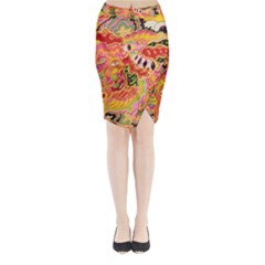 Fantasy Psychedelic Surrealism Trippy Midi Wrap Pencil Skirt by Modalart