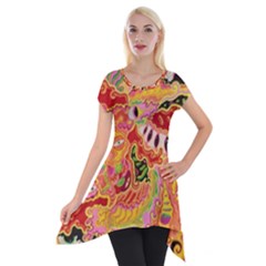 Fantasy Psychedelic Surrealism Trippy Short Sleeve Side Drop Tunic by Modalart