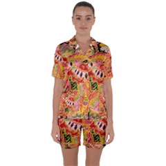 Fantasy Psychedelic Surrealism Trippy Satin Short Sleeve Pajamas Set by Modalart