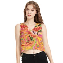 Fantasy Psychedelic Surrealism Trippy V-neck Cropped Tank Top by Modalart