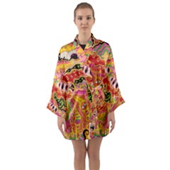 Fantasy Psychedelic Surrealism Trippy Long Sleeve Satin Kimono by Modalart