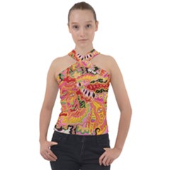 Fantasy Psychedelic Surrealism Trippy Cross Neck Velour Top by Modalart