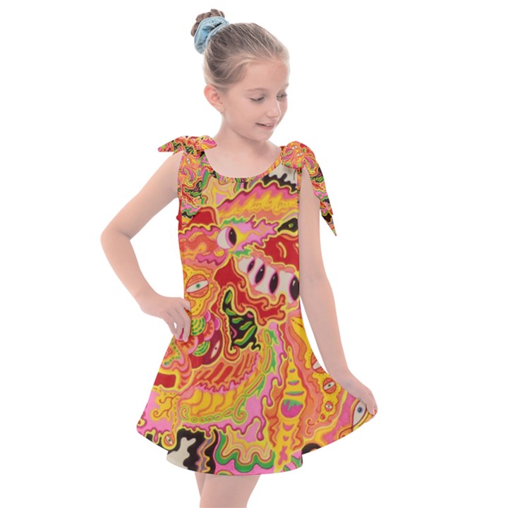 Fantasy Psychedelic Surrealism Trippy Kids  Tie Up Tunic Dress