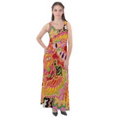 Fantasy Psychedelic Surrealism Trippy Sleeveless Velour Maxi Dress by Modalart