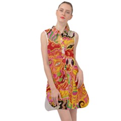 Fantasy Psychedelic Surrealism Trippy Sleeveless Shirt Dress by Modalart