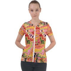 Fantasy Psychedelic Surrealism Trippy Short Sleeve Zip Up Jacket by Modalart