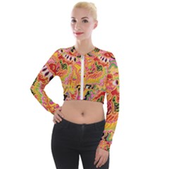 Fantasy Psychedelic Surrealism Trippy Long Sleeve Cropped Velvet Jacket by Modalart