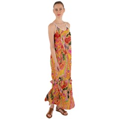 Fantasy Psychedelic Surrealism Trippy Cami Maxi Ruffle Chiffon Dress by Modalart