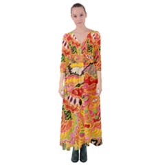 Fantasy Psychedelic Surrealism Trippy Button Up Maxi Dress by Modalart