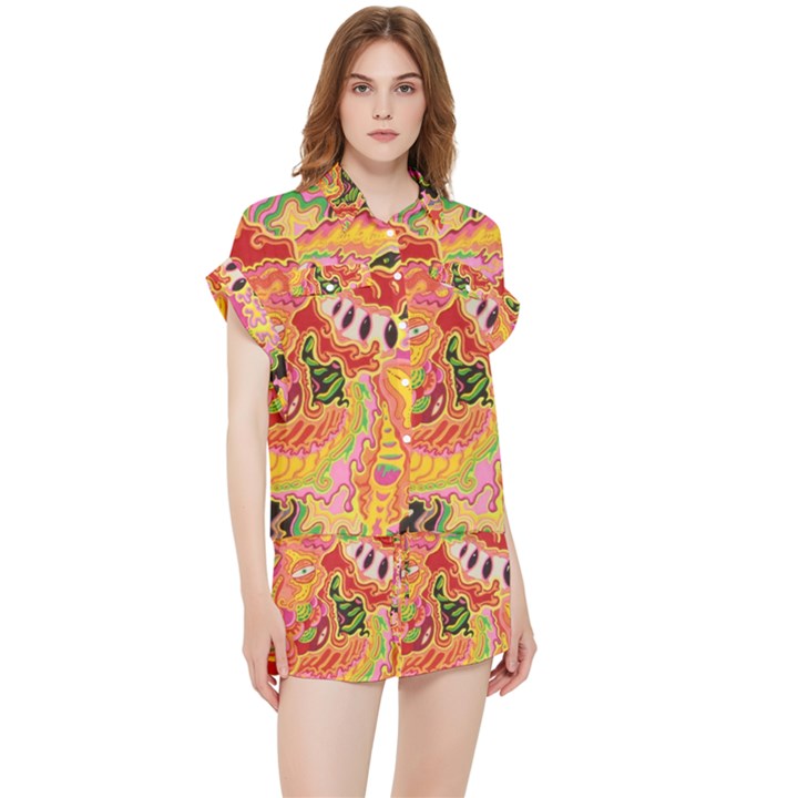 Fantasy Psychedelic Surrealism Trippy Chiffon Lounge Set