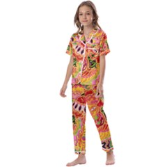 Fantasy Psychedelic Surrealism Trippy Kids  Satin Short Sleeve Pajamas Set by Modalart