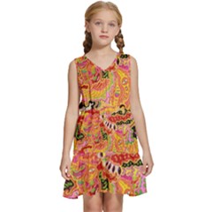 Fantasy Psychedelic Surrealism Trippy Kids  Sleeveless Tiered Mini Dress by Modalart