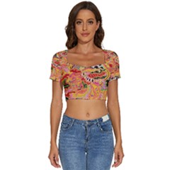 Fantasy Psychedelic Surrealism Trippy Short Sleeve Square Neckline Crop Top  by Modalart