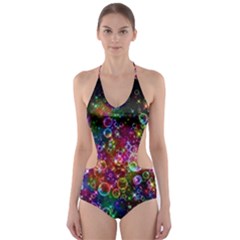 Psychedelic Bubbles Abstract Cut-out One Piece Swimsuit