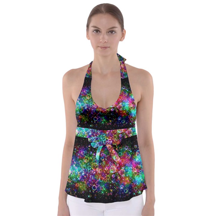 Psychedelic Bubbles Abstract Tie Back Tankini Top