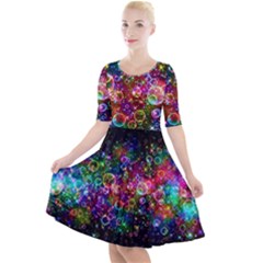 Psychedelic Bubbles Abstract Quarter Sleeve A-line Dress by Modalart