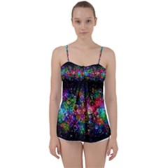 Psychedelic Bubbles Abstract Babydoll Tankini Top