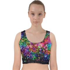 Psychedelic Bubbles Abstract Velvet Racer Back Crop Top by Modalart