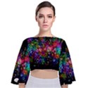 Psychedelic Bubbles Abstract Tie Back Butterfly Sleeve Chiffon Top View1