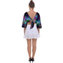 Psychedelic Bubbles Abstract Tie Back Butterfly Sleeve Chiffon Top View2