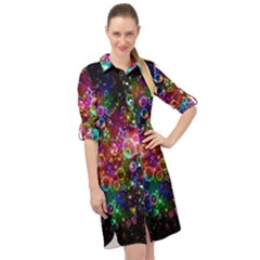 Psychedelic Bubbles Abstract Long Sleeve Mini Shirt Dress by Modalart