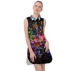 Psychedelic Bubbles Abstract Sleeveless Shirt Dress by Modalart