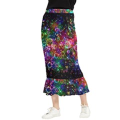 Psychedelic Bubbles Abstract Maxi Fishtail Chiffon Skirt by Modalart