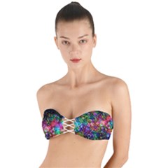 Psychedelic Bubbles Abstract Twist Bandeau Bikini Top by Modalart