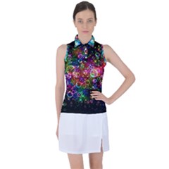 Psychedelic Bubbles Abstract Women s Sleeveless Polo T-shirt by Modalart