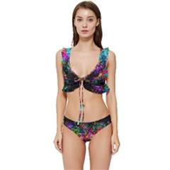 Psychedelic Bubbles Abstract Low Cut Ruffle Edge Bikini Set by Modalart