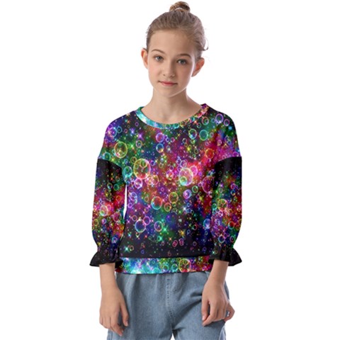 Psychedelic Bubbles Abstract Kids  Cuff Sleeve Top by Modalart