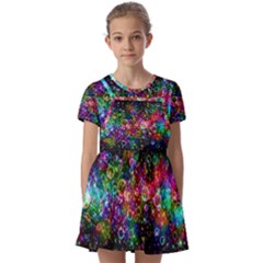 Psychedelic Bubbles Abstract Kids  Short Sleeve Pinafore Style Dress by Modalart