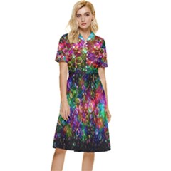 Psychedelic Bubbles Abstract Button Top Knee Length Dress