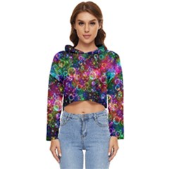 Psychedelic Bubbles Abstract Women s Lightweight Cropped Hoodie by Modalart