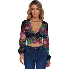 Psychedelic Bubbles Abstract Long Sleeve Deep-v Velour Top by Modalart