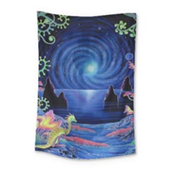 Psychedelic Mushrooms Psicodelia Dream Blue Small Tapestry by Modalart