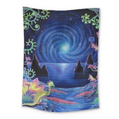 Psychedelic Mushrooms Psicodelia Dream Blue Medium Tapestry by Modalart