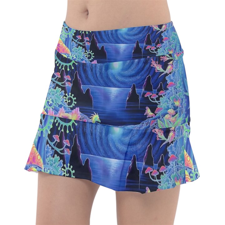 Psychedelic Mushrooms Psicodelia Dream Blue Classic Tennis Skirt