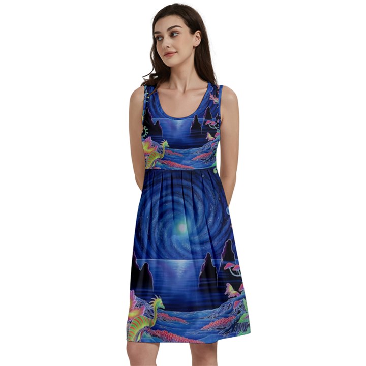 Psychedelic Mushrooms Psicodelia Dream Blue Classic Skater Dress