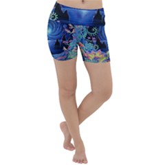 Psychedelic Mushrooms Psicodelia Dream Blue Lightweight Velour Yoga Shorts by Modalart