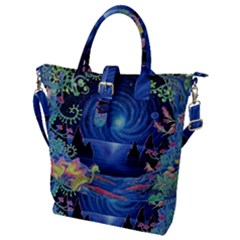 Psychedelic Mushrooms Psicodelia Dream Blue Buckle Top Tote Bag