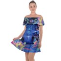 Psychedelic Mushrooms Psicodelia Dream Blue Off Shoulder Velour Dress View1