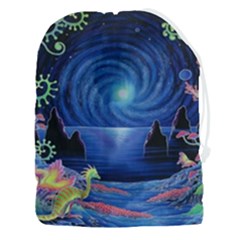 Psychedelic Mushrooms Psicodelia Dream Blue Drawstring Pouch (3xl) by Modalart