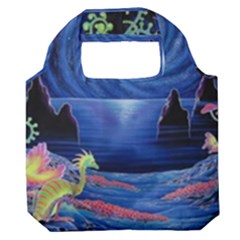 Psychedelic Mushrooms Psicodelia Dream Blue Premium Foldable Grocery Recycle Bag by Modalart