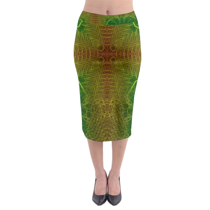 Psychedelic Screen Trippy Midi Pencil Skirt