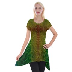 Psychedelic Screen Trippy Short Sleeve Side Drop Tunic by Modalart